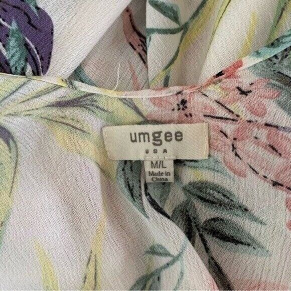 Umgee Kimono Cardigan Medium Large Floral Boho Fringe Sheer Layer - Picture 6 of 6